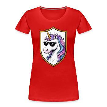 Sunglasses Unicorn Shield - Women's Premium Organic T-Shirt - red - Front - Mia (176cm)