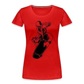 PATINEUR DE GLISSE SK8 LONGBOARD MOTIF DE PATINAGE - T-shirt bio Premium Femme - rouge - Devant - Mia (176cm)