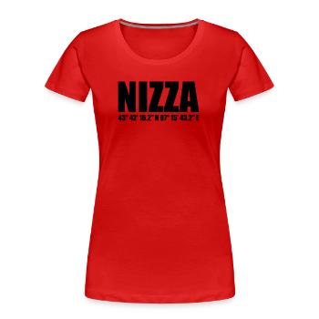 Nizza Koordinaten - Frauen Premium Bio T-Shirt - Rot - Vorne - Mia (176cm)