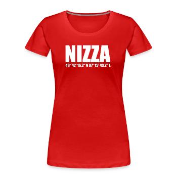 Nizza Koordinaten - Frauen Premium Bio T-Shirt - Rot - Vorne - Mia (176cm)