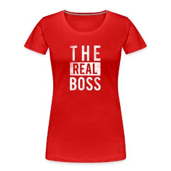 The Real Boss Shirt Partenaire relationnel - T-shirt bio Premium Femme - rouge - Devant - Mia (176cm)