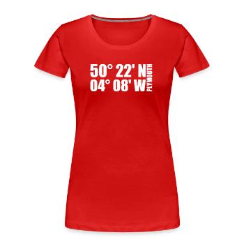 Plymouth Koordinaten - Frauen Premium Bio T-Shirt - Rot - Vorne - Mia (176cm)