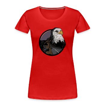 Aigle - forêt - hibou - hibou royal - autoroute - route - T-shirt bio Premium Femme - rouge - Devant - Mia (176cm)