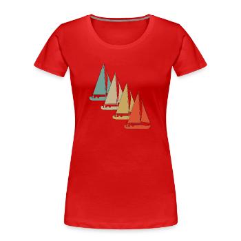 Retro vintage style sailing sailboat sailing ship - Women's Premium Organic T-Shirt - red - Front - Mia (176cm)