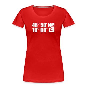 Aalen Koordinaten - Frauen Premium Bio T-Shirt - Rot - Vorne - Mia (176cm)