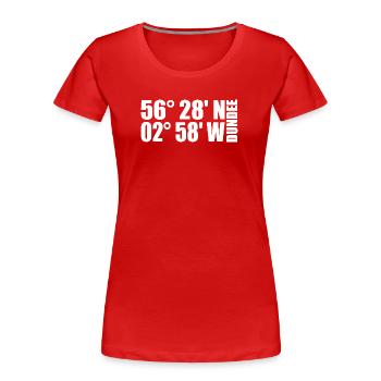 Coordonnées dundee - T-shirt bio Premium Femme - rouge - Devant - Mia (176cm)