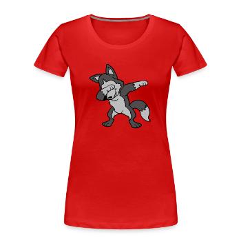 Dabbing Dab Siberian Husky Dog Wolf Dancing - Women's Premium Organic T-Shirt - red - Front - Mia (176cm)