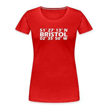 Coordonnées bristol - T-shirt bio Premium Femme - rouge - Devant - Mia (176cm)