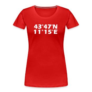 Florenz Koordinaten - Frauen Premium Bio T-Shirt - Rot - Vorne - Mia (176cm)