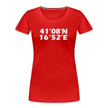 Coordonnées Bari - T-shirt bio Premium Femme - rouge - Devant - Mia (176cm)