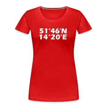 Cottbus Koordinaten - Frauen Premium Bio T-Shirt - Rot - Vorne - Mia (176cm)