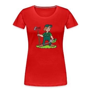 Jardinier avec cisaille arrière - T-shirt bio Premium Femme - rouge - Devant - Mia (176cm)