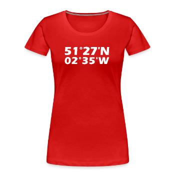Coordonnées bristol - T-shirt bio Premium Femme - rouge - Devant - Mia (176cm)