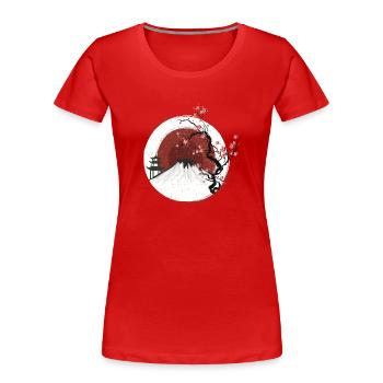 Fujiyama im Sonnenuntergang White Edition - Frauen Premium Bio T-Shirt - Rot - Vorne - Mia (176cm)