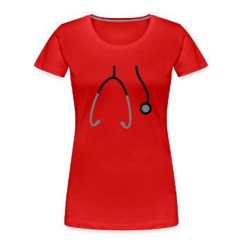 haengend hals Stethoskop abhoeren herzschlag puls - Frauen Premium Bio T-Shirt - Rot - Vorne - Mia (176cm)