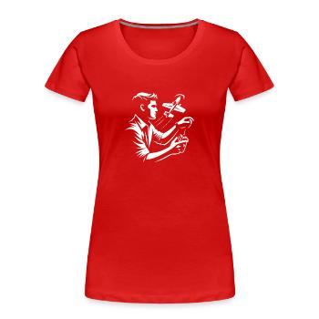 Model Airplane - Women's Premium Organic T-Shirt - red - Front - Mia (176cm)