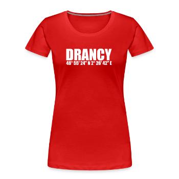 Coordonnées de Drancy - T-shirt bio Premium Femme - rouge - Devant - Mia (176cm)