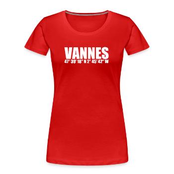 Coordonnées de Vannes - T-shirt bio Premium Femme - rouge - Devant - Mia (176cm)