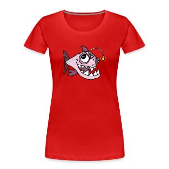 Anglerfisch - Frauen Premium Bio T-Shirt - Rot - Vorne - Mia (176cm)