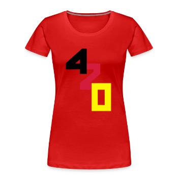 420er - Frauen Premium Bio T-Shirt - Rot - Vorne - Mia (176cm)