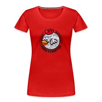 Poule a facette - Fête comique - T-shirt bio Premium Femme - rouge - Devant - Mia (176cm)