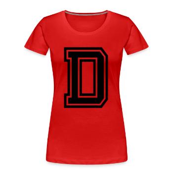 D - Frauen Premium Bio T-Shirt - Rot - Vorne - Mia (176cm)
