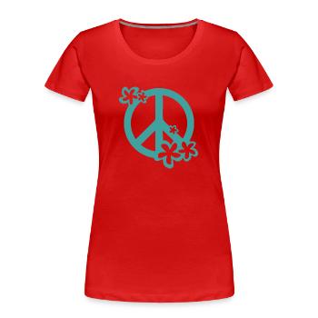FRIEDEN UND LIEBE - Frauen Premium Bio T-Shirt - Rot - Vorne - Mia (176cm)