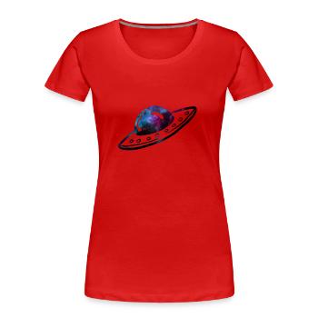 Ufo Weltraum - Frauen Premium Bio T-Shirt - Rot - Vorne - Mia (176cm)