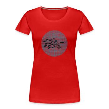 gegen den Strom - Frauen Premium Bio T-Shirt - Rot - Vorne - Mia (176cm)