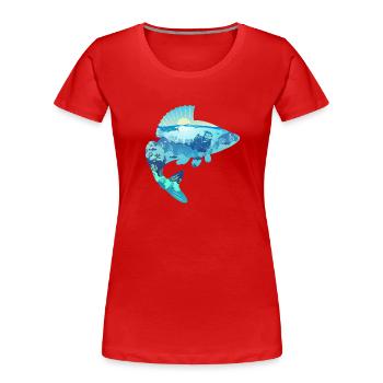 Barsch Perch Bass - Frauen Premium Bio T-Shirt - Rot - Vorne - Mia (176cm)