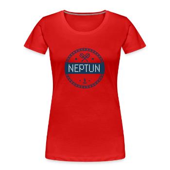 Neptun - Frauen Premium Bio T-Shirt - Rot - Vorne - Mia (176cm)