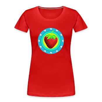 Erdbeere und Herzen - Frauen Premium Bio T-Shirt - Rot - Vorne - Mia (176cm)