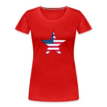 Étoile américaine - T-shirt bio Premium Femme - rouge - Devant - Mia (176cm)