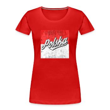 Pologne - T-shirt bio Premium Femme - rouge - Devant - Mia (176cm)