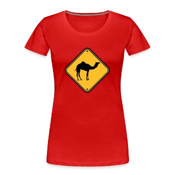 Avertissement de danger de bouclier prudence Attention est venu - T-shirt bio Premium Femme - rouge - Devant - Mia (176cm)