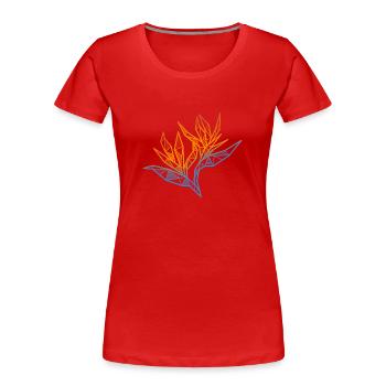 Paradiesvogel Blume geometrisch Geschenk Blumen - Frauen Premium Bio T-Shirt - Rot - Vorne - Mia (176cm)