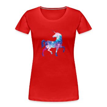 Galaxy licorne - T-shirt bio Premium Femme - rouge - Devant - Mia (176cm)