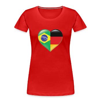 Herz Flagge Brasilien Samba Deutschland Geschenk - Frauen Premium Bio T-Shirt - Rot - Vorne - Mia (176cm)