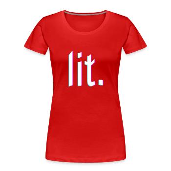 lit. design glitch - Frauen Premium Bio T-Shirt - Rot - Vorne - Mia (176cm)