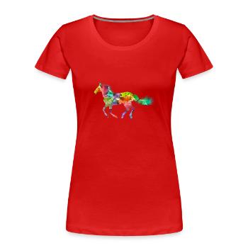 Cheval Couleur - T-shirt bio Premium Femme - rouge - Devant - Mia (176cm)