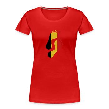 Belgique Drapeau de l’empreinte - T-shirt bio Premium Femme - rouge - Devant - Mia (176cm)