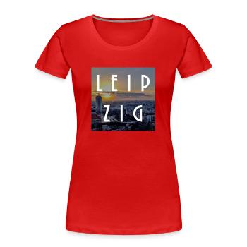 Leipzig - Frauen Premium Bio T-Shirt - Rot - Vorne - Mia (176cm)