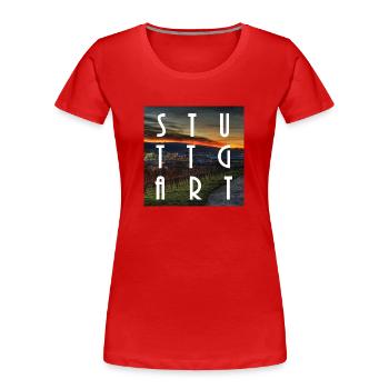 Stuttgart - T-shirt bio Premium Femme - rouge - Devant - Mia (176cm)