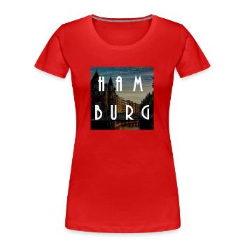 Hambourg - T-shirt bio Premium Femme - rouge - Devant - Mia (176cm)