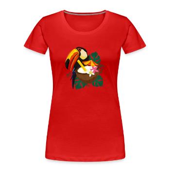 toucan - Women's Premium Organic T-Shirt - red - Front - Mia (176cm)