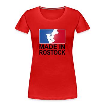 sportliches Made in Rostock Logo - Frauen Premium Bio T-Shirt - Rot - Vorne - Mia (176cm)