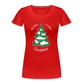 Holly Jolly Christmas - Frauen Premium Bio T-Shirt - Rot - Vorne - Mia (176cm)