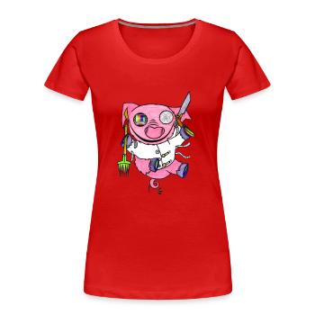 Durch Schwein - Frauen Premium Bio T-Shirt - Rot - Vorne - Mia (176cm)