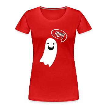 Geist Ghost Boo Hup Halloween - Frauen Premium Bio T-Shirt - Rot - Vorne - Mia (176cm)