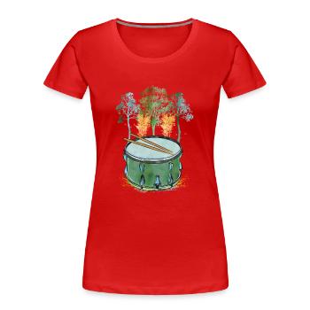 Trommel der Natur - Frauen Premium Bio T-Shirt - Rot - Vorne - Mia (176cm)
